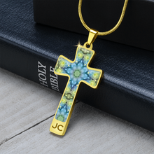 Load image into Gallery viewer, Magic Stardust Green pattern : Jewelry Cross Gold or Silver Plated Cross with chain necklace- In luxury packaging - Free standard shipping
