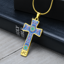 Load image into Gallery viewer, Magic Stardust Purple pattern : Jewelry Cross Gold or Silver Plated Cross with chain necklace- In luxury packaging - Free standard shipping
