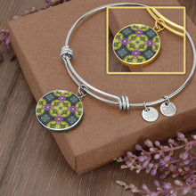 Load image into Gallery viewer, Byzantium Garden : Green pattern, Round Charm Bracelet, Gold or Silver Plated - In luxury packaging - Free standard shipping

