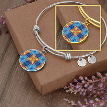 Load image into Gallery viewer, Byzantium Garden : Orange blue Pattern, Round Charm Bracelet, Gold or Silver Plated  - In luxury packaging - Free standard shipping
