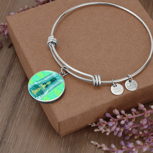 Load image into Gallery viewer, round template - Engraving Window2 Engraving Window : Round Charm Bracelet, Gold or Silver Plated  - In luxury packaging - Free standard shipping
