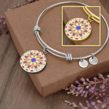 Load image into Gallery viewer, Byzantium Garden : Golden pattern Round Charm Bracelet, Gold or Silver Plated with chain - In luxury packaging - Free standard shipping
