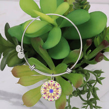 Load image into Gallery viewer, Byzantium Garden : Golden pattern Round Charm Bracelet, Gold or Silver Plated with chain - In luxury packaging - Free standard shipping
