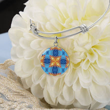 Load image into Gallery viewer, Byzantium Garden : Orange blue Pattern, Round Charm Bracelet, Gold or Silver Plated  - In luxury packaging - Free standard shipping
