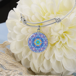 Magic Stardust purple pattern : Round Charm Bracelet, Gold or Silver Plated  - In luxury packaging - Free standard shipping