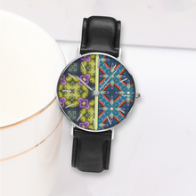 Load image into Gallery viewer, Byzantium Garden : Quartz Watch Leather black with Gold or Silver frame  - in premium gift box - 1.5 × 1.5&quot; - Free standard shipping
