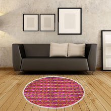 Load image into Gallery viewer, Golden Daisies Magenta pattern : Round picnic or beach  Mat - 150cm x 150cm - 59&#39;&#39; x 59&#39;&#39; -  Free standard shipping
