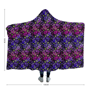 Glowing Flowers : Cloak  Hooded Blanket,  Polar Fleece-  3 Sizes: 40"x50,  50"x60",  60"x80"  - Free standard shipping