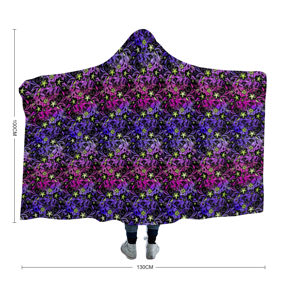 Glowing Flowers : Cloak  Hooded Blanket,  Polar Fleece-  3 Sizes: 40