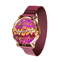 Load image into Gallery viewer, Golden Daisies : Quartz Watch metallic bracelet, Magnetic Buckle - Bronze Frame - Many Metallic Bracelet Colors - in premium gift box - 1.3 × 1.3&quot; - Free standard shipping
