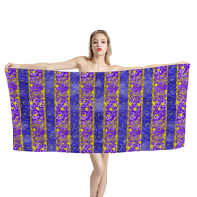 Load image into Gallery viewer, Golden Daisies - Purple pattern : Large body towel for Bath and the sea - 35&#39;&#39; x 59&#39;&#39; -  90cm x 150cm  - Free standard shipping
