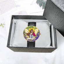 Load image into Gallery viewer, Prosperity Angel : Quartz Watch Leather black with Gold or Silver frame - in premium gift box - 1.5 × 1.5&quot; - Free standard
