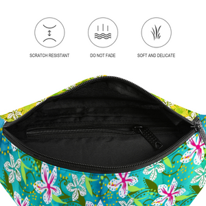 Golden Daisies Green Turquoise Pattern : Waist bag Banana style - 36cm x 15cm - 14.2'' x 5.9'' -  Free standard shipping