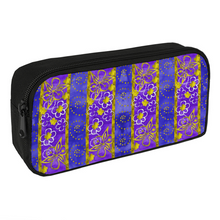 Load image into Gallery viewer, Golden Daisies purple pattern : Pencil Case - 22cm x 12cm x 5cm - 8.7&quot; x 4.7&quot; x 2&quot;- holds up to 60 pencils - Free standard shipping
