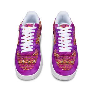 Golden Daisies Magenta Pattern : Fiber Leather Unisex Leisure Sports Shoes Very Comfortable - Free standard shipping