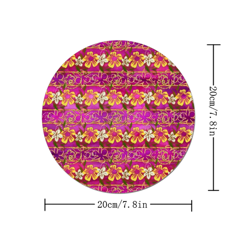 Golden daisies magenta pattern : Round Mouse Pad, Non-Slip Base for Computer -  7.9