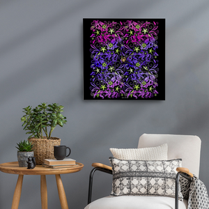 Glowing Flowers: Original art by Vassia Sarri, decorates your shoes, clothes, jewelries, stationery, bedding and linen, as well as kitchen and drinkware items, in order to bring positive vibes in your life, and reprogram your subconscious towards joyous, healthy and prosperous opportunities.