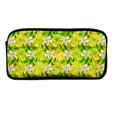 Load image into Gallery viewer, Golden Daisies Green Pattern : Pencil Case - 22cm x 12cm x 5cm - 8.7&quot; x 4.7&quot; x 2&quot;- holds up to 60 pencils - Free standard shipping
