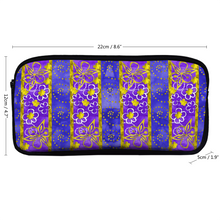 Load image into Gallery viewer, Golden Daisies purple pattern : Pencil Case - 22cm x 12cm x 5cm - 8.7&quot; x 4.7&quot; x 2&quot;- holds up to 60 pencils - Free standard shipping
