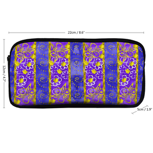 Golden Daisies purple pattern : Pencil Case - 22cm x 12cm x 5cm - 8.7" x 4.7" x 2"- holds up to 60 pencils - Free standard shipping