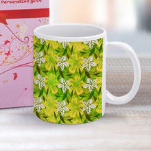 Load image into Gallery viewer, Golden Daisies Green pattern : Classic mug - 11oz: 3.8” h x 3.2” diameter -  Free standard shipping
