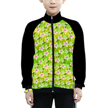 Load image into Gallery viewer, Golden Daisies green pattern : Kids&#39; Japanese Terry Baseball Jacket - Free standard shipping
