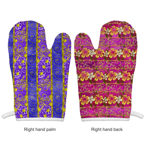 Golden Daisies mixed pattern 1 : Heat protection gloves for the Kitchen - Free standard shipping