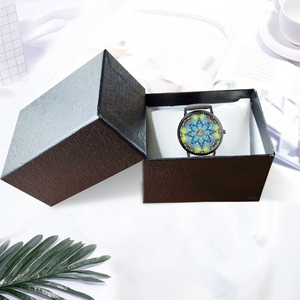 Magic Stardust pattern green : Black Plastic Quartz Watch in premium gift box - 1.6 × 1.6" - Free standard shipping