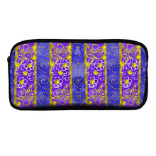 Load image into Gallery viewer, Golden Daisies purple pattern : Pencil Case - 22cm x 12cm x 5cm - 8.7&quot; x 4.7&quot; x 2&quot;- holds up to 60 pencils - Free standard shipping
