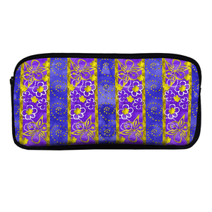 Golden Daisies purple pattern : Pencil Case - 22cm x 12cm x 5cm - 8.7" x 4.7" x 2"- holds up to 60 pencils - Free standard shipping