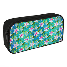 Load image into Gallery viewer, Golden Daisies Turquoise pattern : Pencil Case - 22cm x 12cm x 5cm - 8.7&quot; x 4.7&quot; x 2&quot;- holds up to 60 pencils - Free standard shipping
