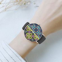 Load image into Gallery viewer, Vassia Sarri Creations, Byzantium Garden Design, Original Art, Watch leather bracelet, quartz
