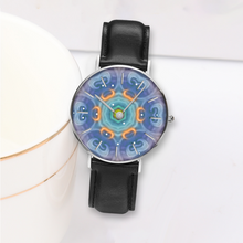 Load image into Gallery viewer, Magic Stardust purple pattern : Quartz Watch Leather black with Gold or Silver frame - in premium gift box - 1.5 × 1.5&quot; - Free standard shipping
