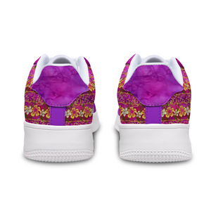 Golden Daisies Magenta Pattern : Fiber Leather Unisex Leisure Sports Shoes Very Comfortable - Free standard shipping