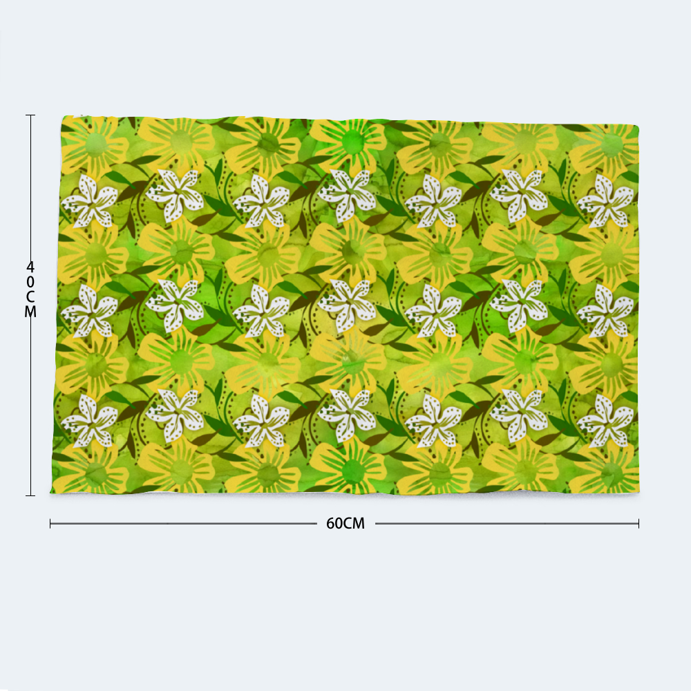 Golden Daisies - Green pattern: Small towel for face and hands - 16'' x 24'' - 40cm x 60cm - Free standard shipping