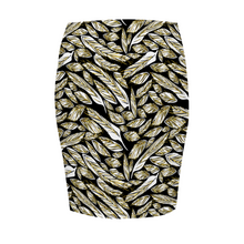 Load image into Gallery viewer, Angelic Feathers black bg : Women All Over Print Elasticated short Waist Pencil Skirt -  Up to 2XL - Free standard shipping
