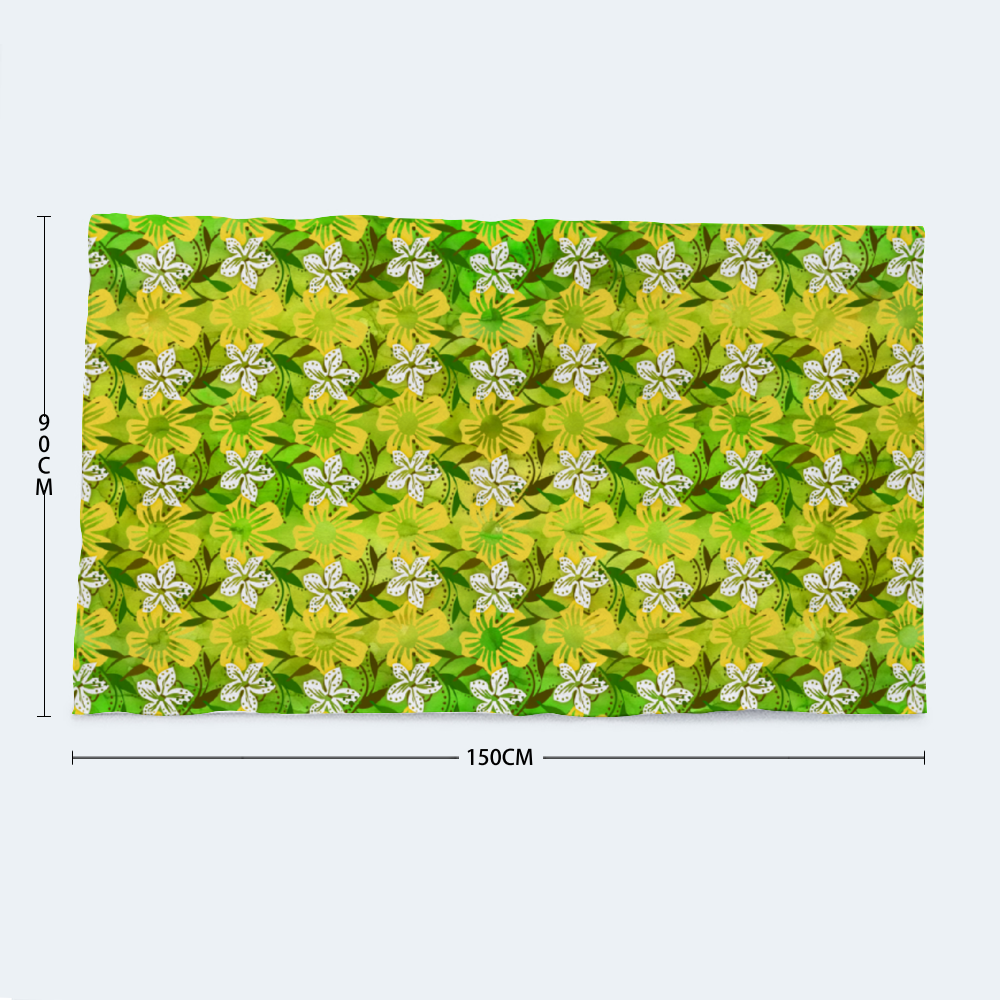 Golden Daisies - Green pattern : Large body towel for Bath and the sea - 35'' x 59'' -  90cm x 150cm  - Free standard shipping