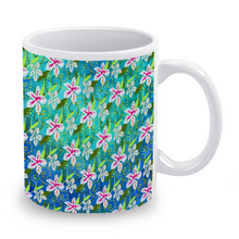 Load image into Gallery viewer, Golden Daisies Turquoise pattern : Classic mug - 11oz: 3.8” h x 3.2” diameter -  Free standard shipping
