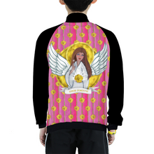 Load image into Gallery viewer, Good Fortune Angel :Kids&#39; Japanese Terry Baseball Jacket - Free standard shipping
