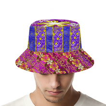 Load image into Gallery viewer, Golden Daisies Purple Magenta pattern : Bucket hat - Free standard shipping
