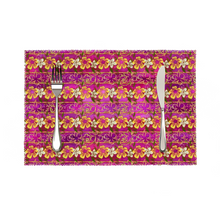 Load image into Gallery viewer, Golden Daisies Magenta pattern : Heat Resistant Placemats  - 11.8&quot; x 17.7&quot; -  30cm x 45cm - 4 Sheets Per Set - Free standard shipping
