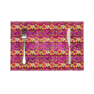 Golden Daisies Magenta pattern : Heat Resistant Placemats  - 11.8" x 17.7" -  30cm x 45cm - 4 Sheets Per Set - Free standard shipping