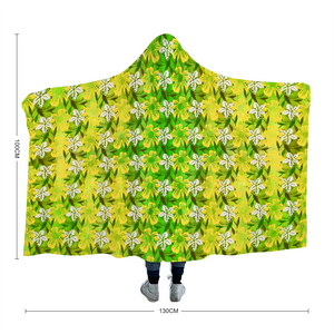 Golden Daisies Green pattern : Cloak  Hooded Blanket,  Polar Fleece-  3 Sizes: 40"x50,  50"x60",  60"x80"  - Free standard shipping