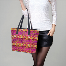 Load image into Gallery viewer, Golden Daisies Magenta pattern : Trendy Handbag - 29cm x 34cm x 14cm (11.4&quot; x 13.4&quot; x 5.5&quot;) - Artificial Leather - Free standard shipping
