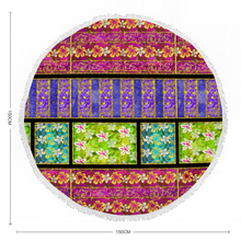 Load image into Gallery viewer, Golden Daisies mixed pattern : Round picnic or beach  Mat - 150cm x 150cm - 59&#39;&#39; x 59&#39;&#39; -  Free standard shipping
