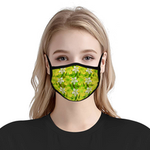 Load image into Gallery viewer, Golden Daisies Green pattern : Adult Protection mask - Face Cover - 17cm x 13cm - 6.7&quot; x 5.1&quot; -  Free standard shipping
