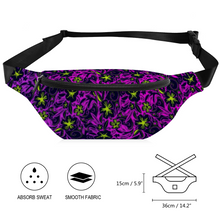 Load image into Gallery viewer, Glowing Flowers Lolitta punk pattern : Waist bag Banana style - 36cm x 15cm - 14.2&#39;&#39; x 5.9&#39;&#39; -  Free standard shipping
