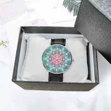 Load image into Gallery viewer, Magic stardust original pattern : Quartz Watch Leather black with Gold or Silver frame - in premium gift box - 1.5 × 1.5&quot; - Free standard shipping
