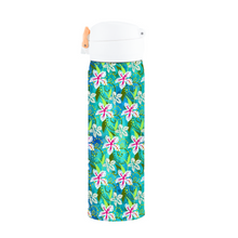 Load image into Gallery viewer, Golden Daisies Turquoise Pattern : Thermal Bottle - 17oz Portable Thermal Bottle with Flip Cap Stainless Steel Bottle - 23cm x 6.6cm (9&quot; x 2.6&quot;)  - Free standard shipping
