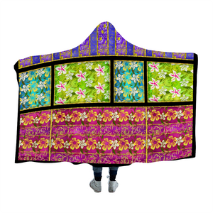 Golden Daisies Mixed pattern : Cloak  Hooded Blanket,  Polar Fleece-  3 Sizes: 40"x50,  50"x60",  60"x80"  - Free standard shipping